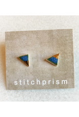 Triangle Stud Earrings - Blue/Gold
