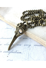 Plague Doctor Bird Skull Necklace - Brass