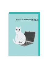 Happy Bir... Laptop Cat Greeting Card