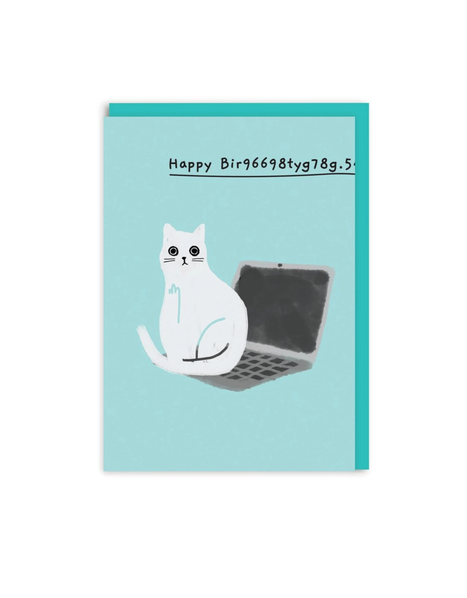 Happy Bir... Laptop Cat Greeting Card