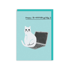 Happy Bir... Laptop Cat Greeting Card