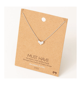 Fame Brushed Dainty Heart Necklace - Silver