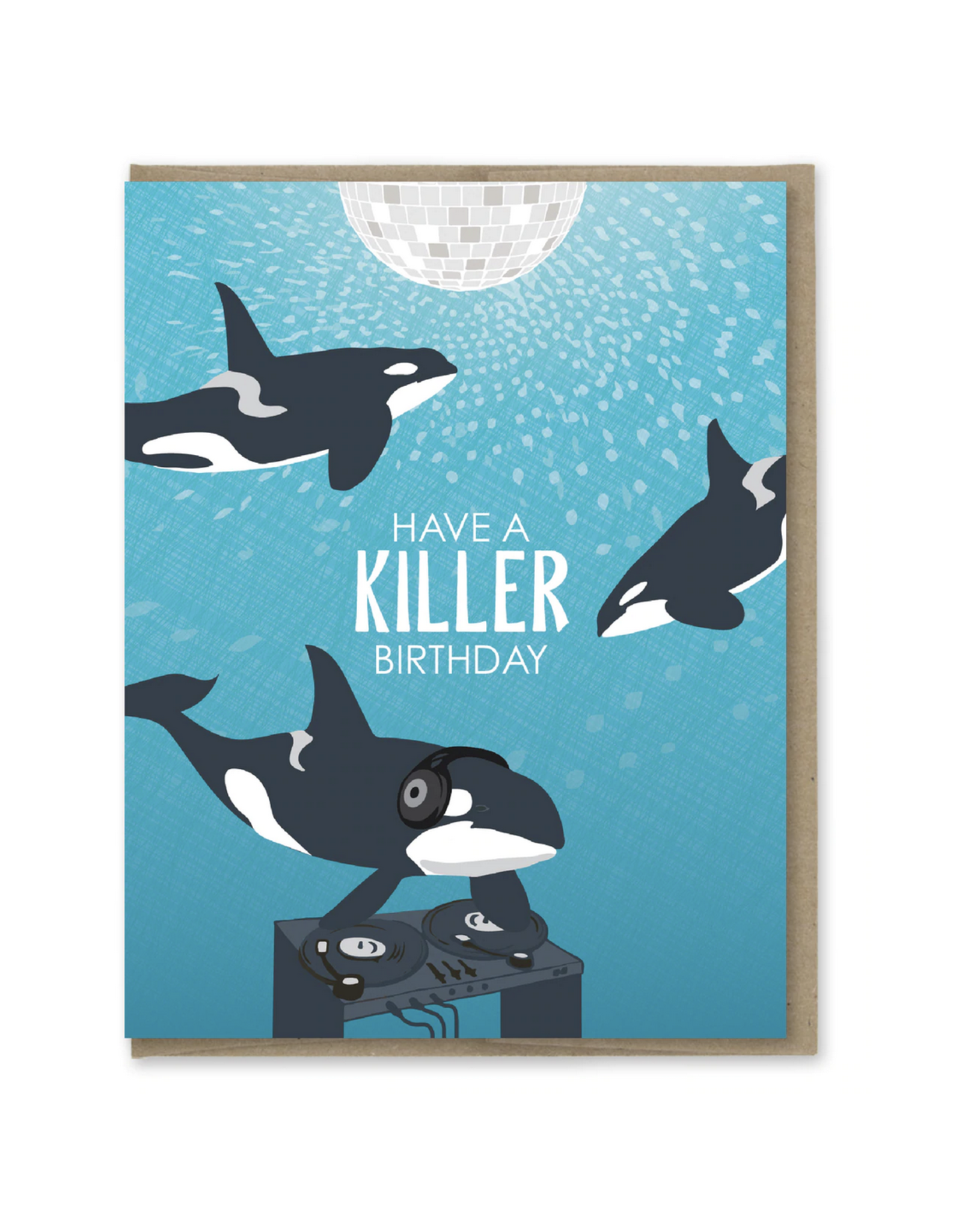 Have a Killer (Whale) Birthday Blue Greeting Card