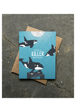 Have a Killer (Whale) Birthday Blue Greeting Card