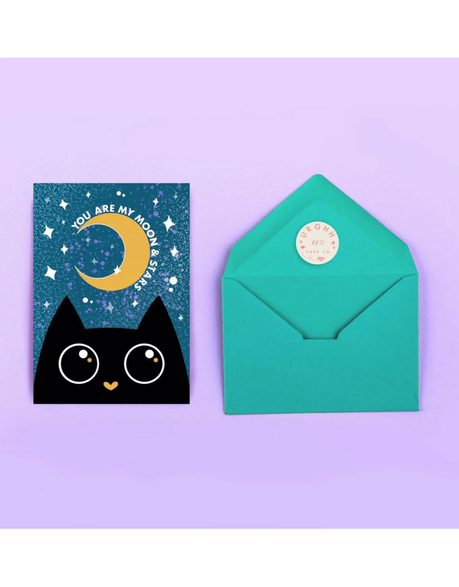 You Are My Moon & Stars Black Cat Greeting Card