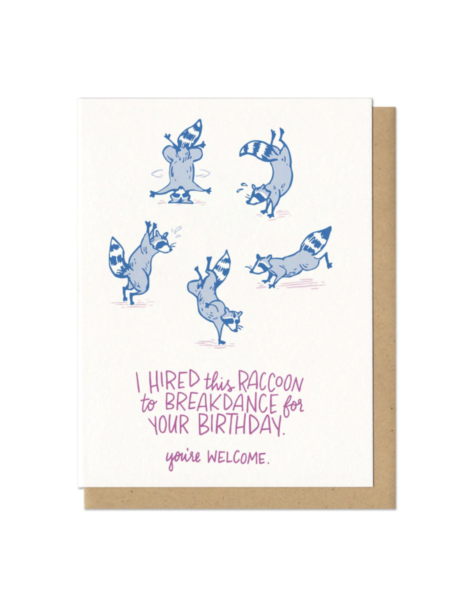 Breakdance Birthday Raccoon (Shaded) Greeting Card