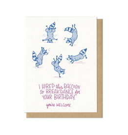 Breakdance Birthday Raccoon Greeting Card