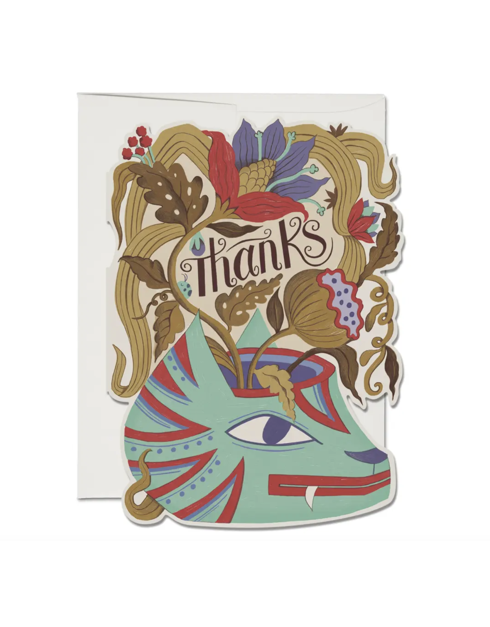 Thanks Cat Planter Greeting Card