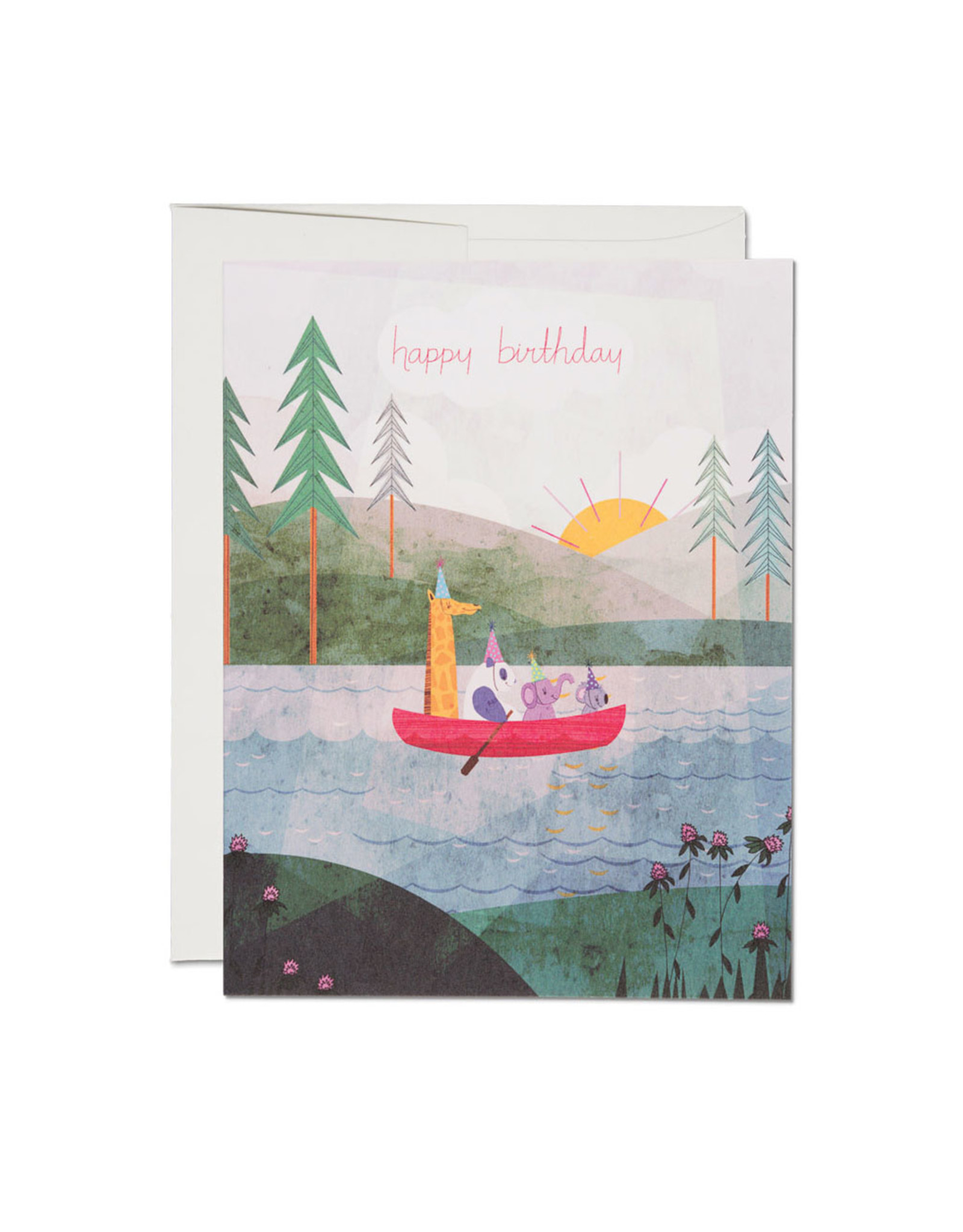 Happy Birthday Animal Canoe Greeting Card