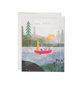 Happy Birthday Animal Canoe Greeting Card