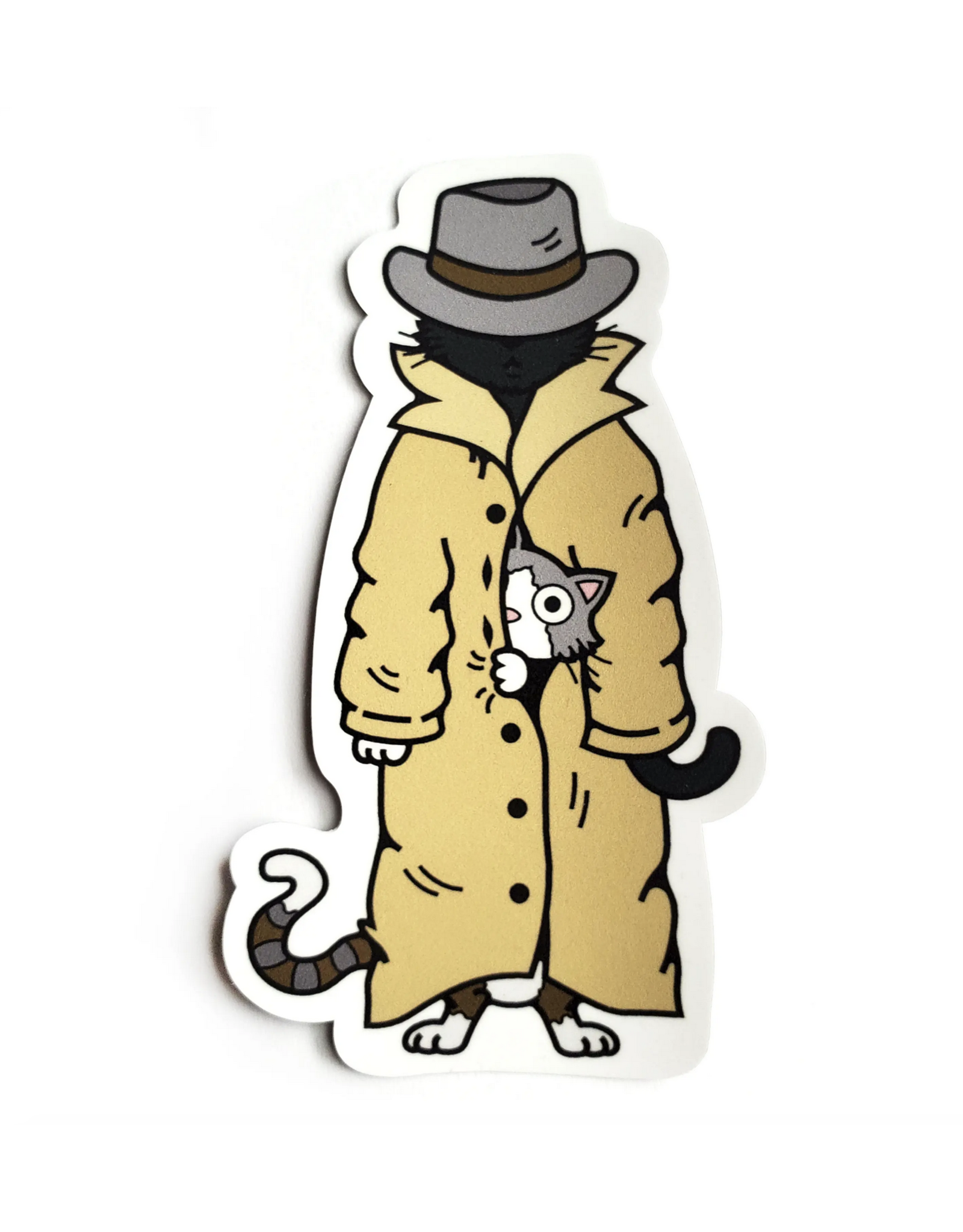 3 Cats in a Trench Coat Sticker