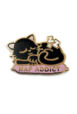 Black Cat Nap Addict Enamel Pin