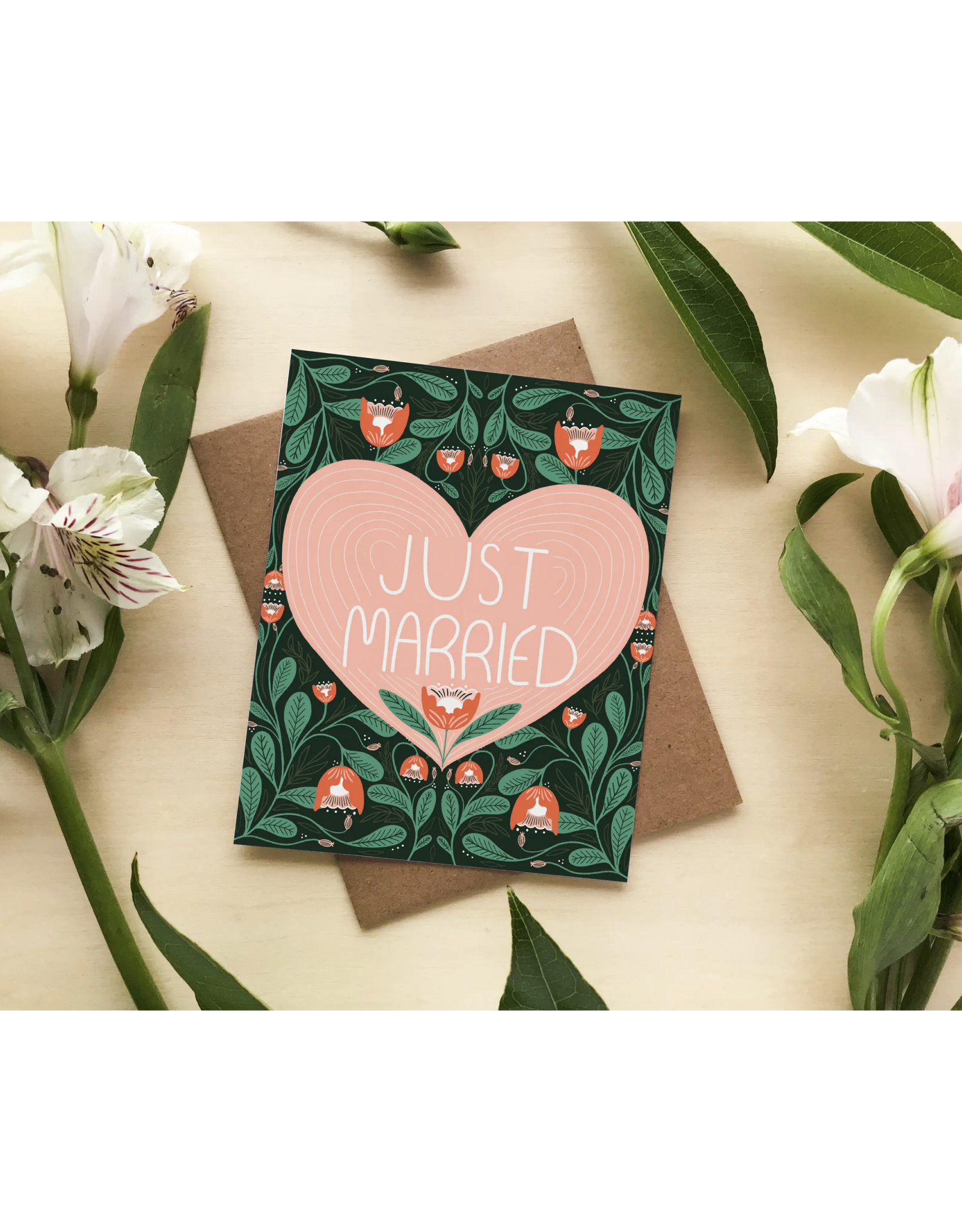 Just Married Heart Greeting Card