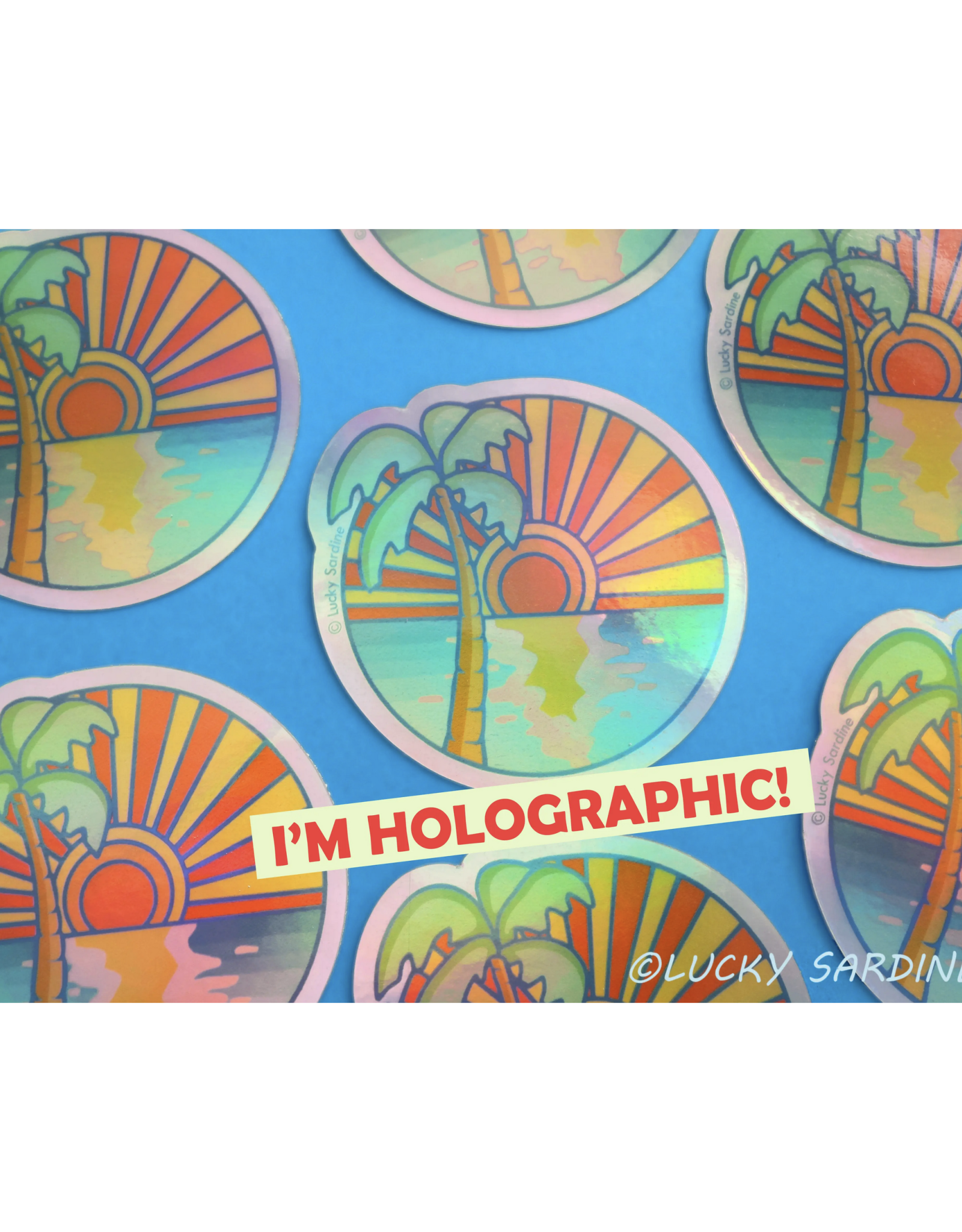 Ocean Sunset Holographic Sticker
