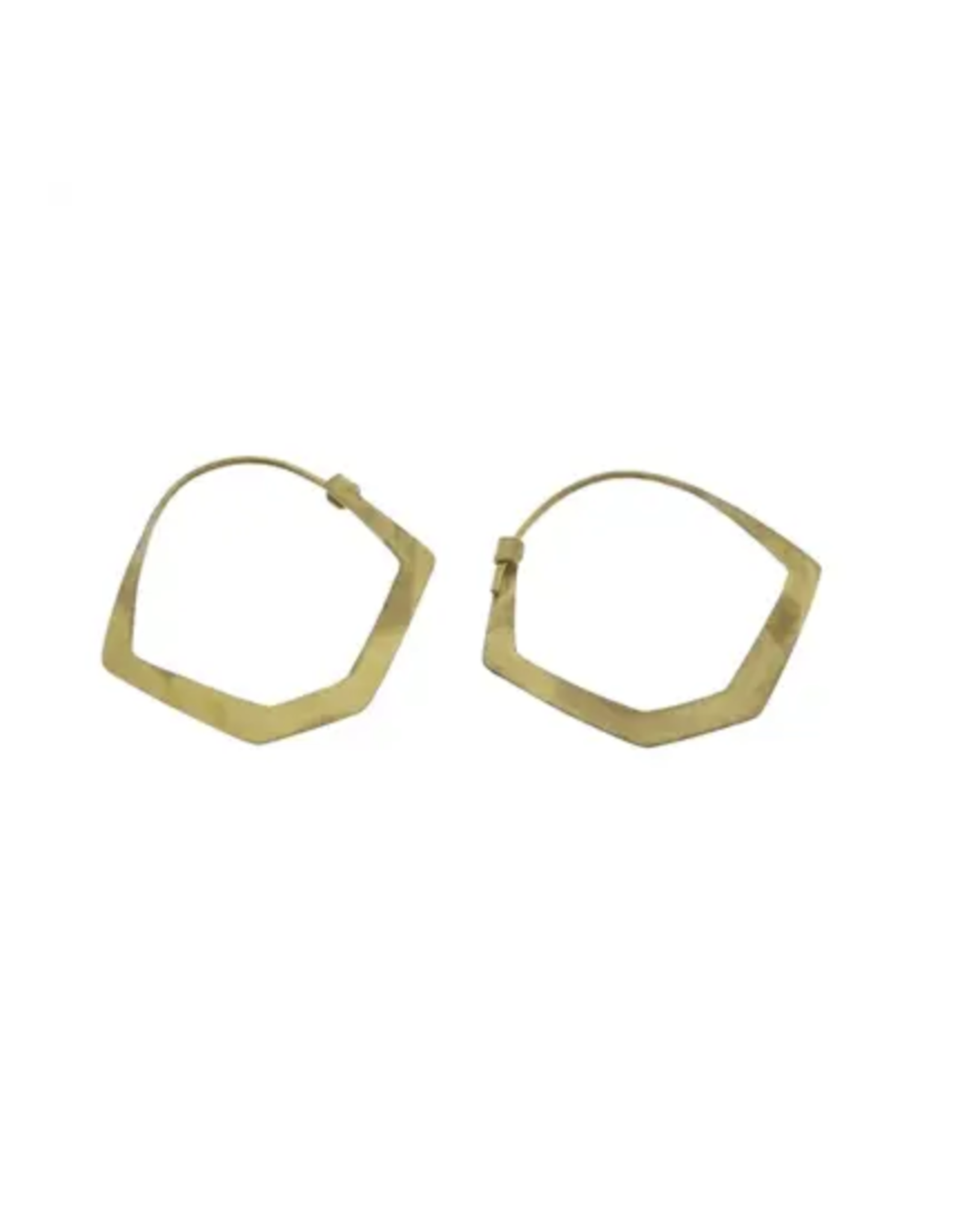 Brass Hexagon Hoop Earrings