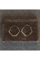 Brass Hexagon Hoop Earrings