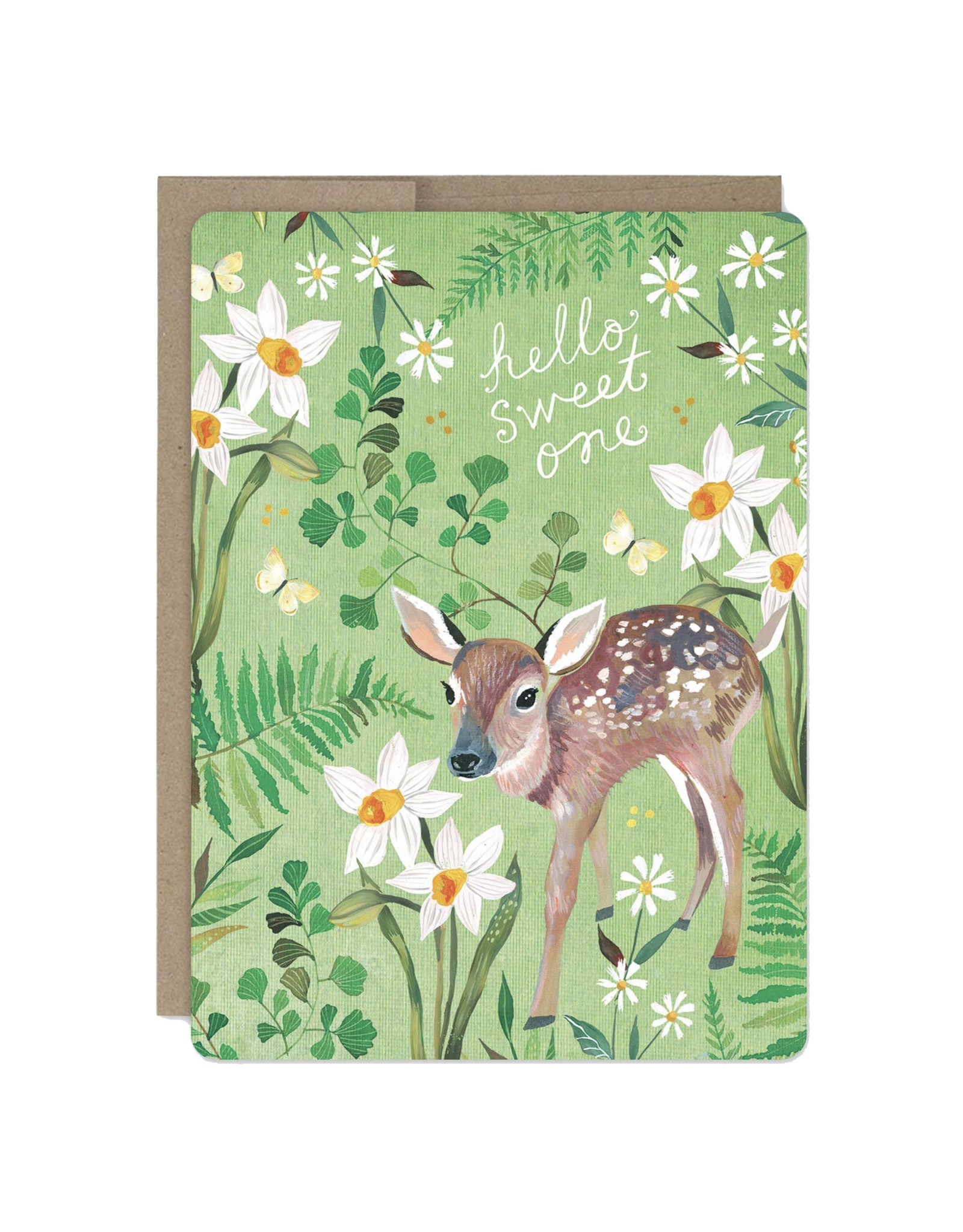 Hello Sweet One Fawn New Baby Greeting Card