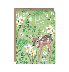 Hello Sweet One Fawn New Baby Greeting Card