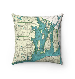 Narragansett Bay Map Pillow