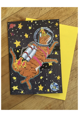 Astro Cat Birthday Greeting Card