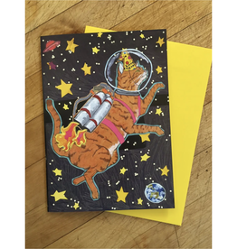 Astro Cat Birthday Greeting Card