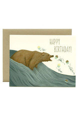 Birthday Cupcakes Grizzly Bear Greeting Card