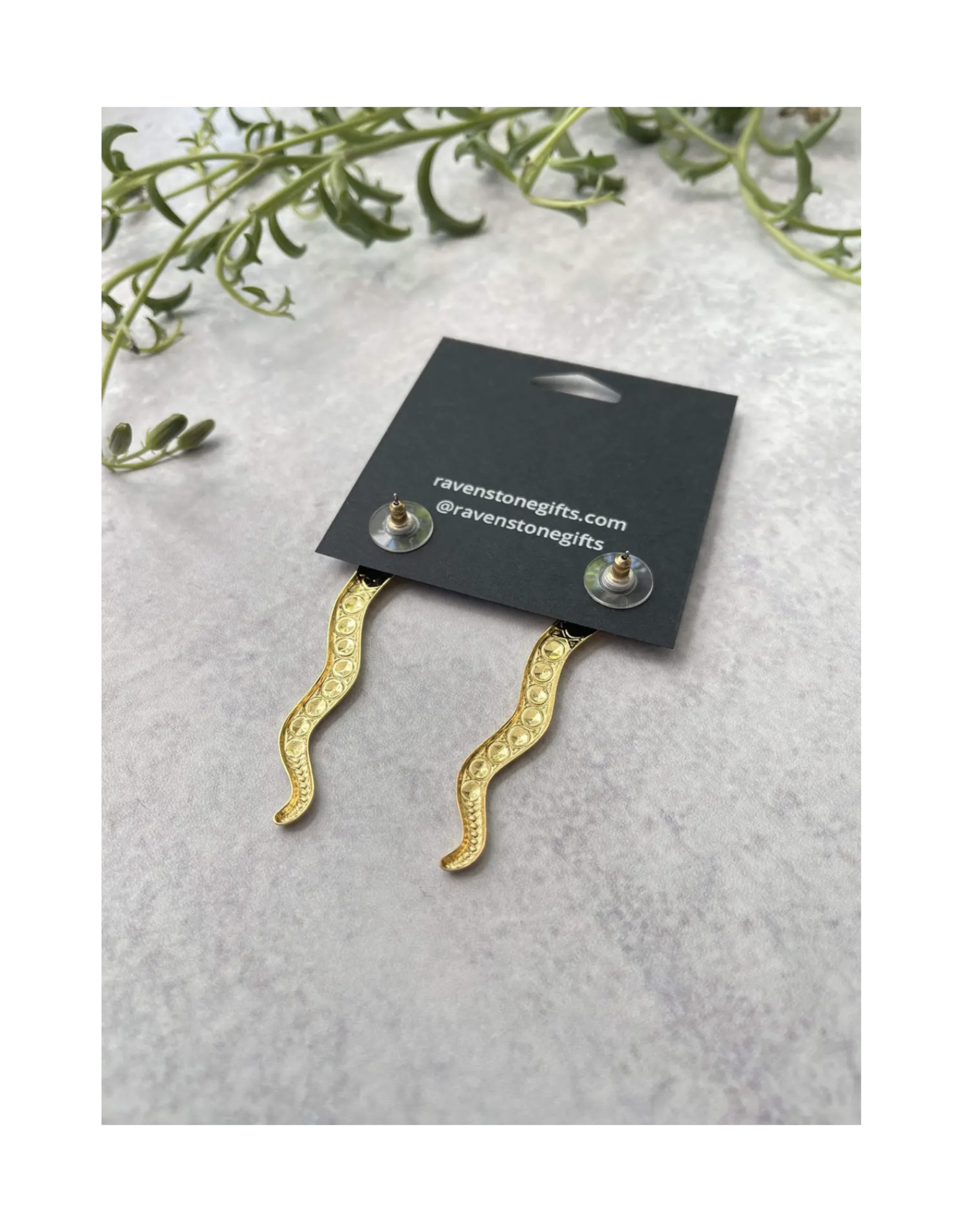 Golden Snake Stud Earrings (ravenstone)