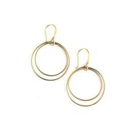 Double Moon Earrings - Brass