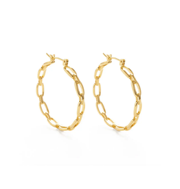 Large Chain Hoop Earrings (14k Gold Plated)