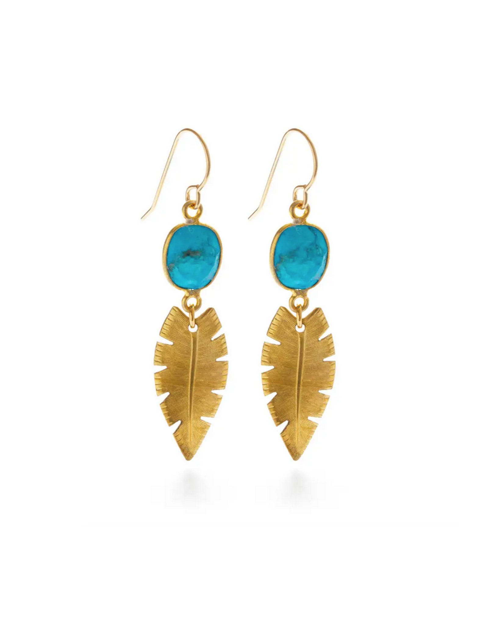 Palm Leaves and Turquoise Earrings