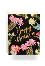Happy Birthday Cactus Blooms Greeting Card