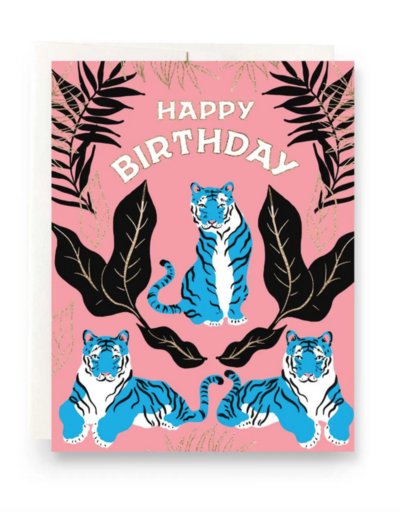 Happy Birthday Blue Tigers Greeting Card