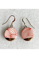 Small Circle Earrings - Red Wave/Gold
