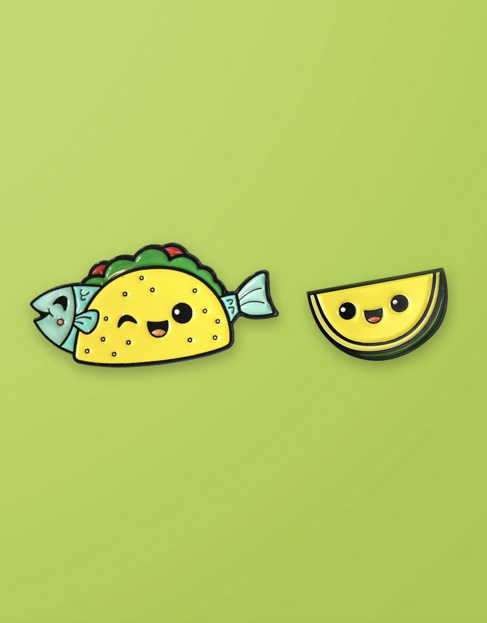Fish Taco & Lime Enamel Pin Set
