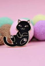 Playful Black Cat Enamel Pin