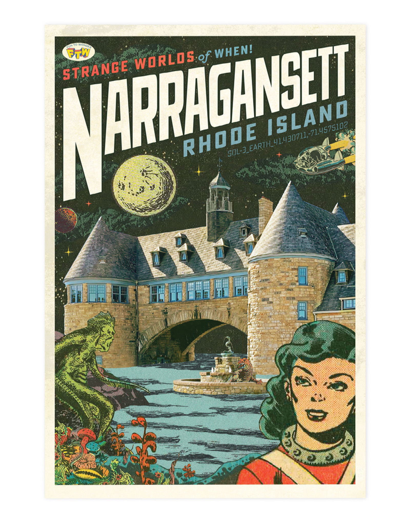 Strange Worlds of When! Postcard - Narragansett Towers