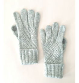 Soft Knit Chevron Touchscreen Gloves - Sage