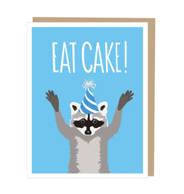 Eat Cake Raccoon Birthday Greeting Card