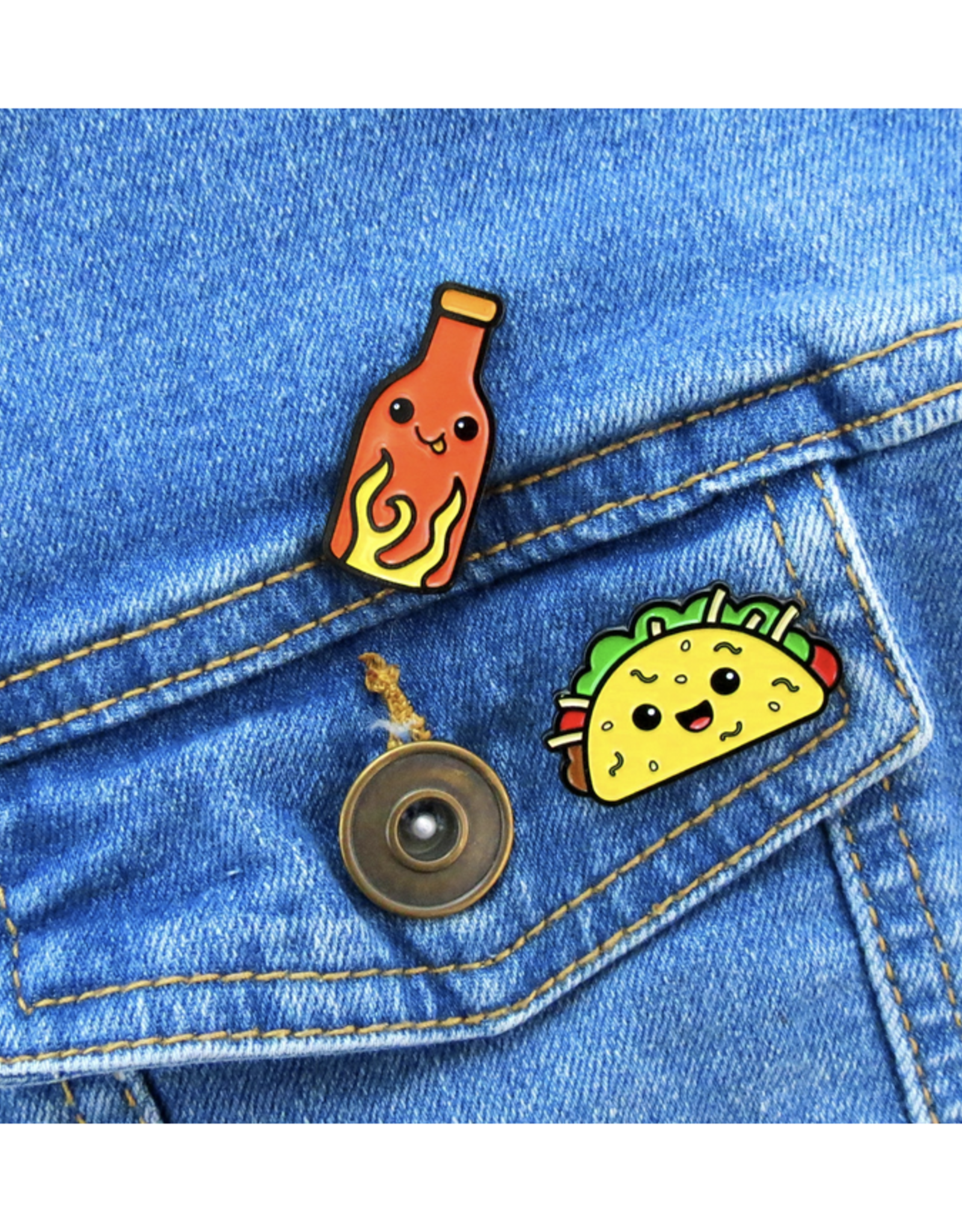 Taco & Hot Sauce Enamel Pin Set