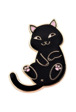Playful Black Cat Enamel Pin