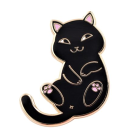 Playful Black Cat Enamel Pin