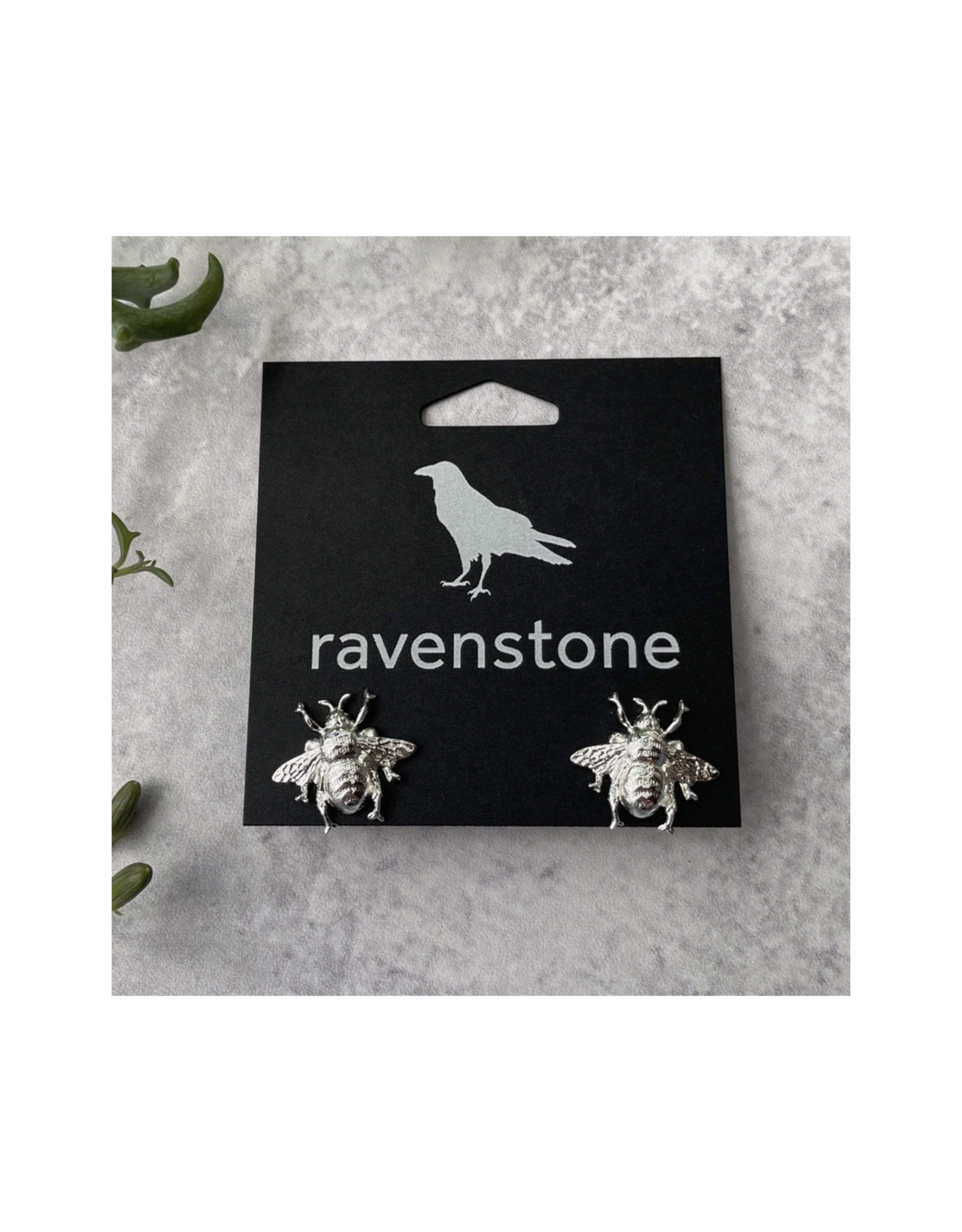 Silver Bumblebee Stud Earrings