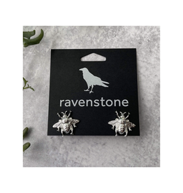 Silver Bumblebee Stud Earrings