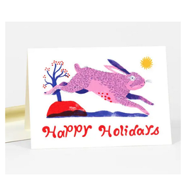 Happy Holidays Rabbit Greeting Card