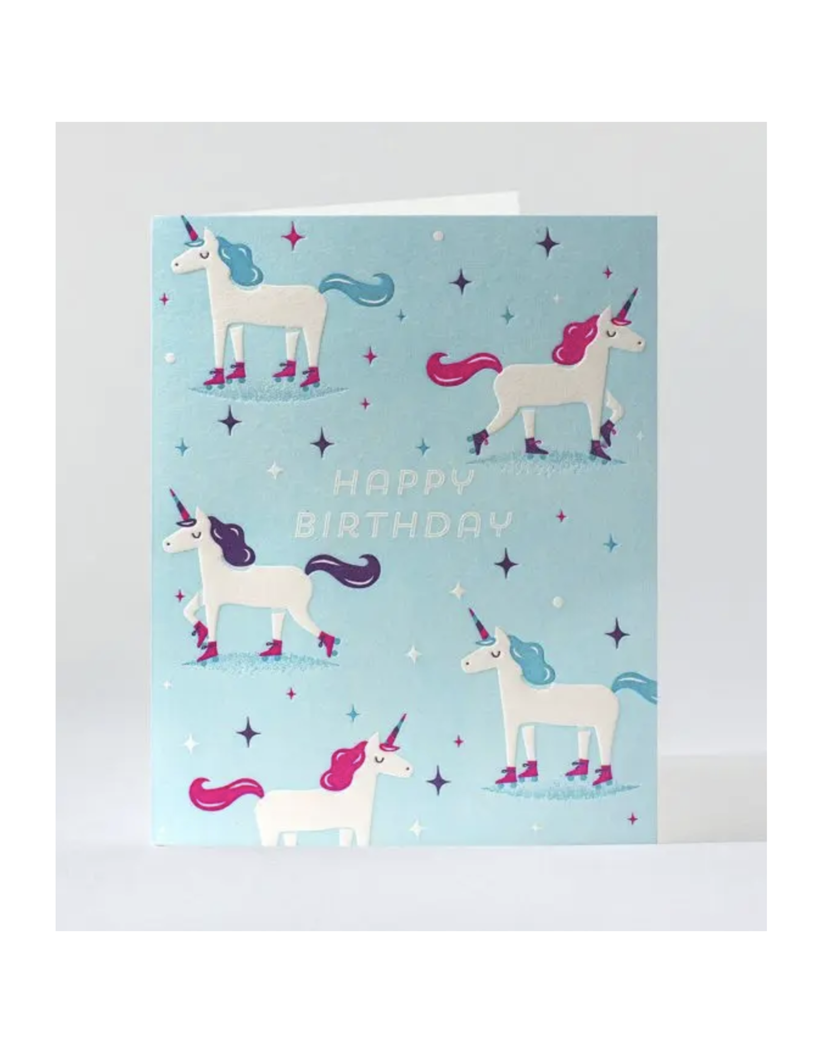 Happy Birthday Rollerskating Unicorn Greeting Card