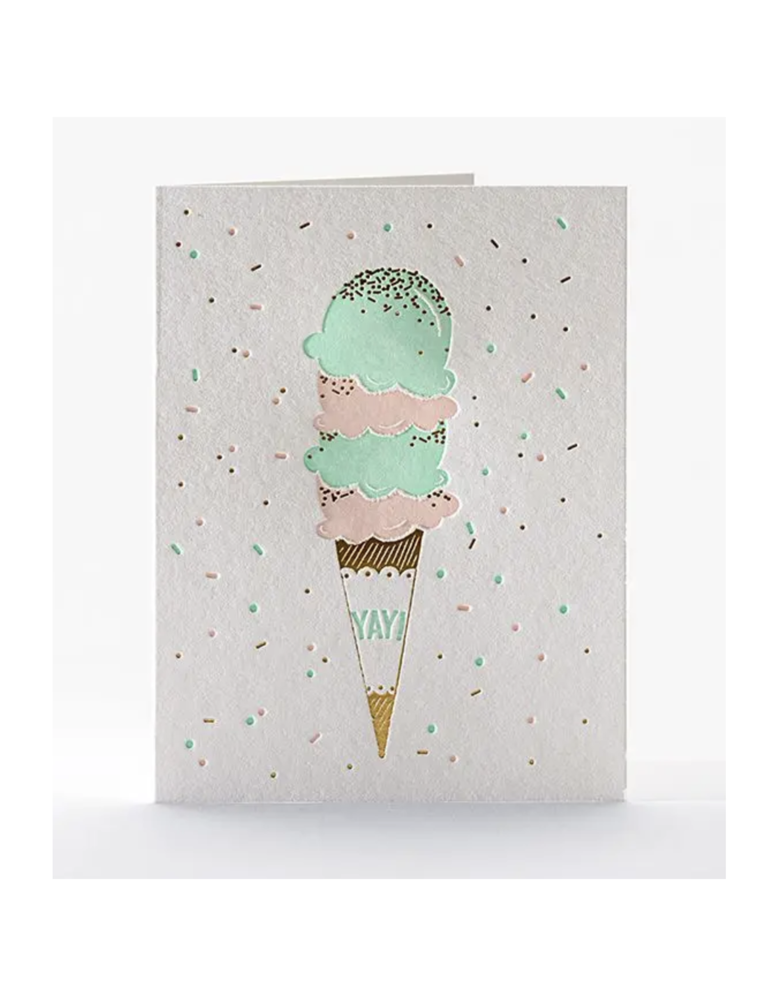Yay Stacked Ice Cream Cone Greeting Card