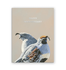 Happy Anniversary Quails Greeting Card