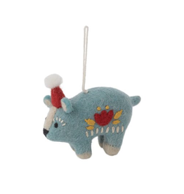 Woodland Blue Bear Felt Ornament *