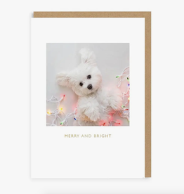 Merry and Bright Christmas Puppy Greeting Card