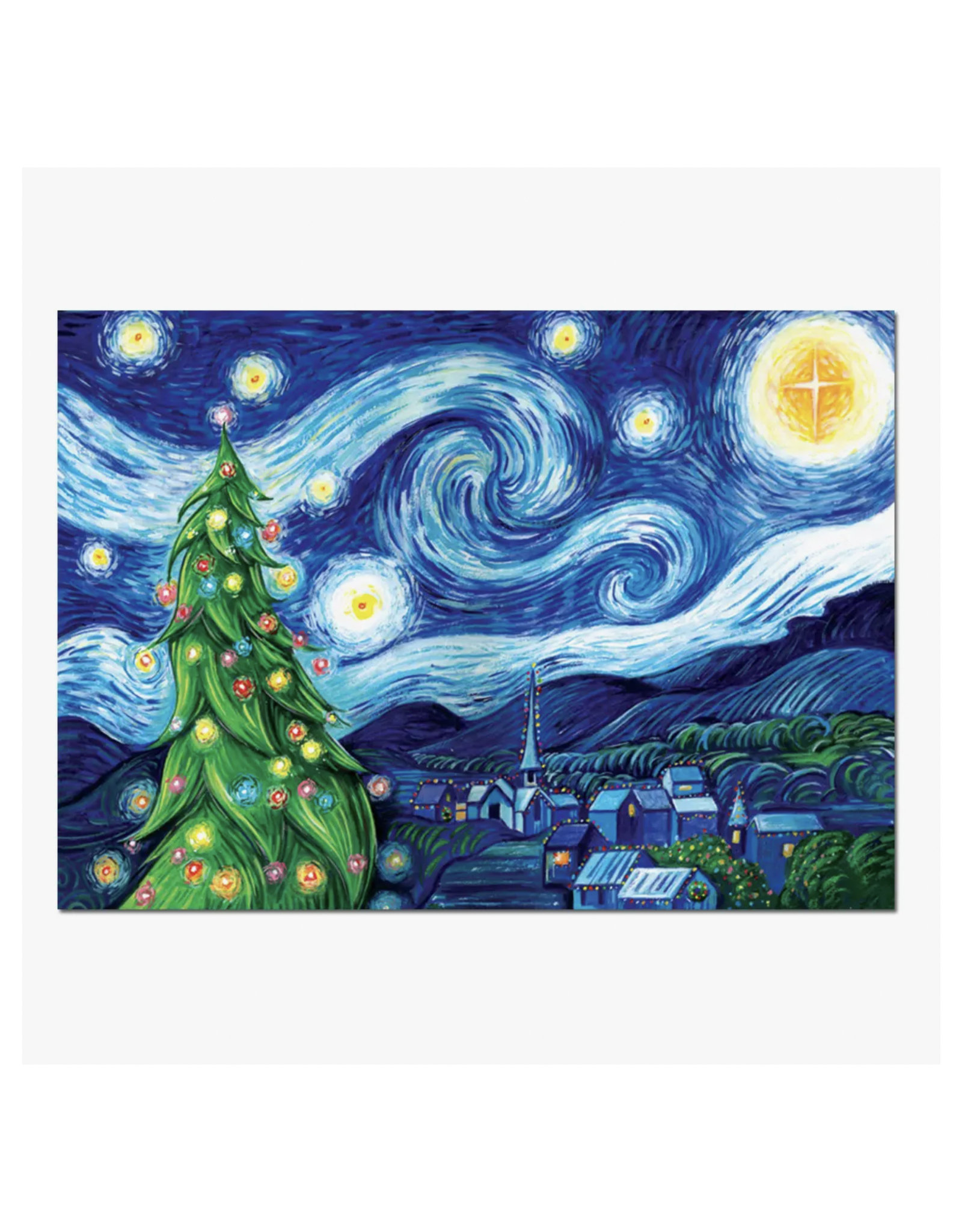 Silent Night Starry Night Holiday Greeting Card